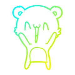 cold gradient line drawing happy bear cartoon