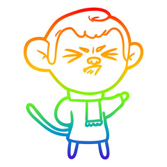 rainbow gradient line drawing cartoon annoyed monkey