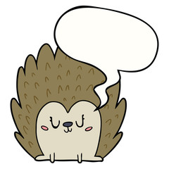 cute cartoon hedgehog and speech bubble