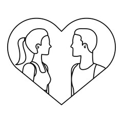 young lovers couple in heart love