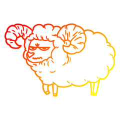 warm gradient line drawing cartoon angry ram