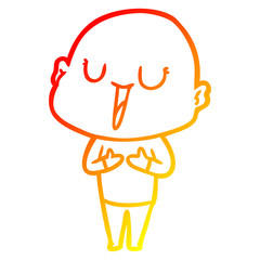 warm gradient line drawing happy cartoon bald man