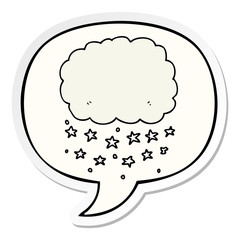 cartoon rain cloud and speech bubble sticker