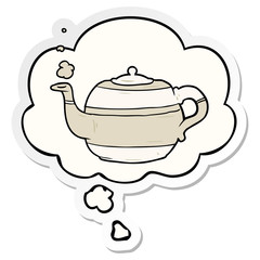 cartoon teapot and thought bubble as a printed sticker