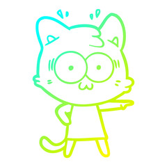 cold gradient line drawing cartoon surprised cat