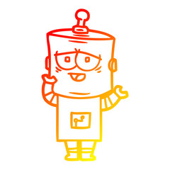 warm gradient line drawing cartoon robot