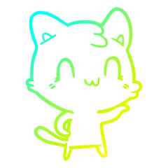 cold gradient line drawing cartoon happy cat