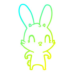 cold gradient line drawing cute cartoon rabbit
