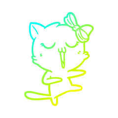 cold gradient line drawing cartoon cat