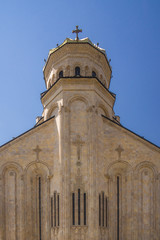 Fototapeta premium backside of Tsminda Sameba Cathedral