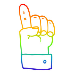rainbow gradient line drawing cartoon pointing hand
