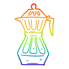 rainbow gradient line drawing cartoon espresso pot