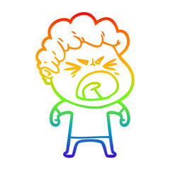 rainbow gradient line drawing cartoon furious man