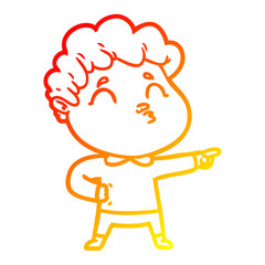 warm gradient line drawing cartoon man pouting