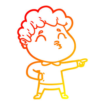 recommend clip art: warm gradient line drawing cartoon man pouting