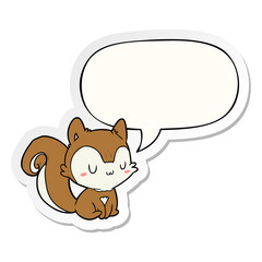 cartoon squirrel and speech bubble sticker