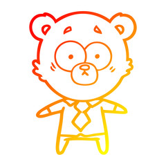 warm gradient line drawing surprised bear cartoon