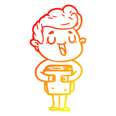 warm gradient line drawing happy cartoon man