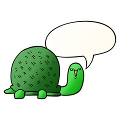 cute cartoon turtle and speech bubble in smooth gradient style