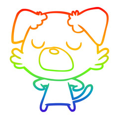 rainbow gradient line drawing cartoon dog