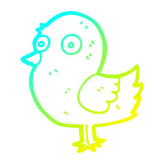 cold gradient line drawing cartoon bird