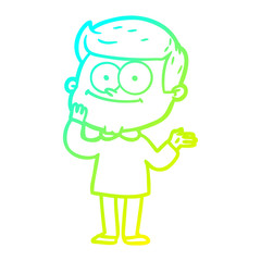 cold gradient line drawing cartoon happy man