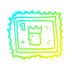 cold gradient line drawing cartoon stamp with royal face