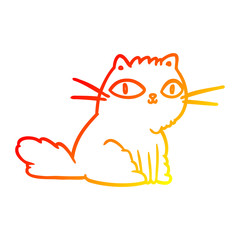 warm gradient line drawing cat looking right at you