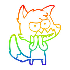 rainbow gradient line drawing cartoon grinning fox