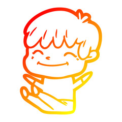 Obraz premium warm gradient line drawing cartoon happy boy