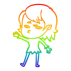 rainbow gradient line drawing cartoon vampire girl