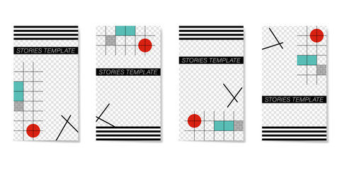 Editable template for Stories and Streams. Flat geometric pattern