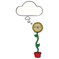 cartoon sunflower and thought bubble