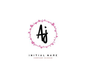 A J AJ Beauty vector initial logo, handwriting logo of initial signature, wedding, fashion, jewerly, boutique, floral and botanical with creative template for any company or business.