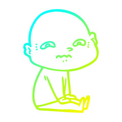 cold gradient line drawing cartoon nervous man