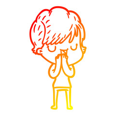 warm gradient line drawing cartoon woman talking