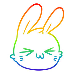rainbow gradient line drawing cartoon rabbit face
