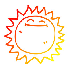 warm gradient line drawing cartoon shining sun