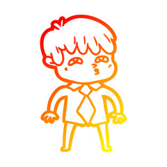 warm gradient line drawing cartoon curious man