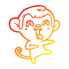 warm gradient line drawing crazy cartoon monkey