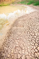 Foto op Plexiglas Cracked soil in the pond in summer season, drought in Thailand, climate change © nungning20