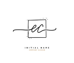 E C EC Beauty vector initial logo, handwriting logo of initial signature, wedding, fashion, jewerly, boutique, floral and botanical with creative template for any company or business.
