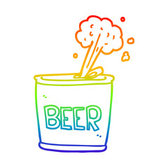 rainbow gradient line drawing cartoon beer can