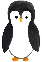 Funny cartoon penguin on a white background. watercolor hand drawing illustration for the design of posters, prints