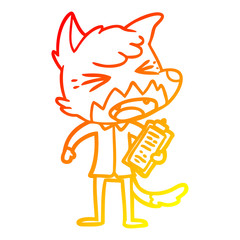 warm gradient line drawing angry cartoon fox