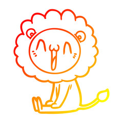 warm gradient line drawing happy cartoon lion