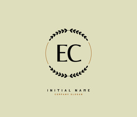 E C EC Beauty vector initial logo, handwriting logo of initial signature, wedding, fashion, jewerly, boutique, floral and botanical with creative template for any company or business.