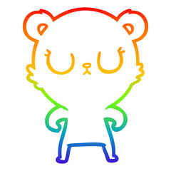 rainbow gradient line drawing peaceful cartoon bear
