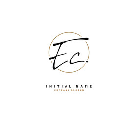 E C EC Beauty vector initial logo, handwriting logo of initial signature, wedding, fashion, jewerly, boutique, floral and botanical with creative template for any company or business.