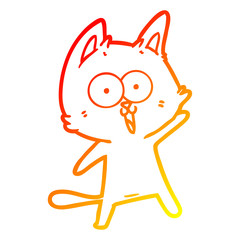warm gradient line drawing funny cartoon cat